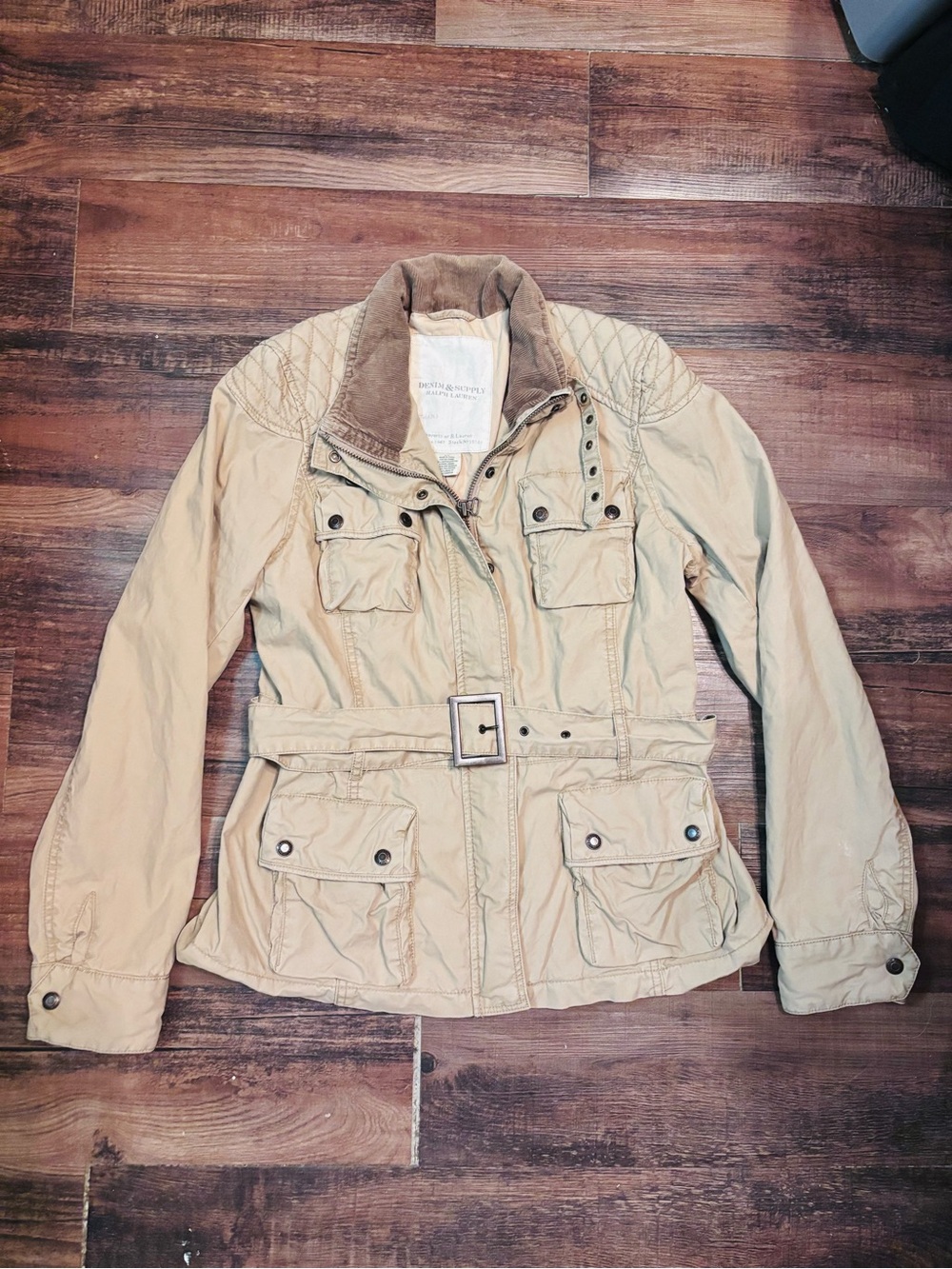Ralph Lauren Denim & Supply Tan Military belted jacket women Size Large